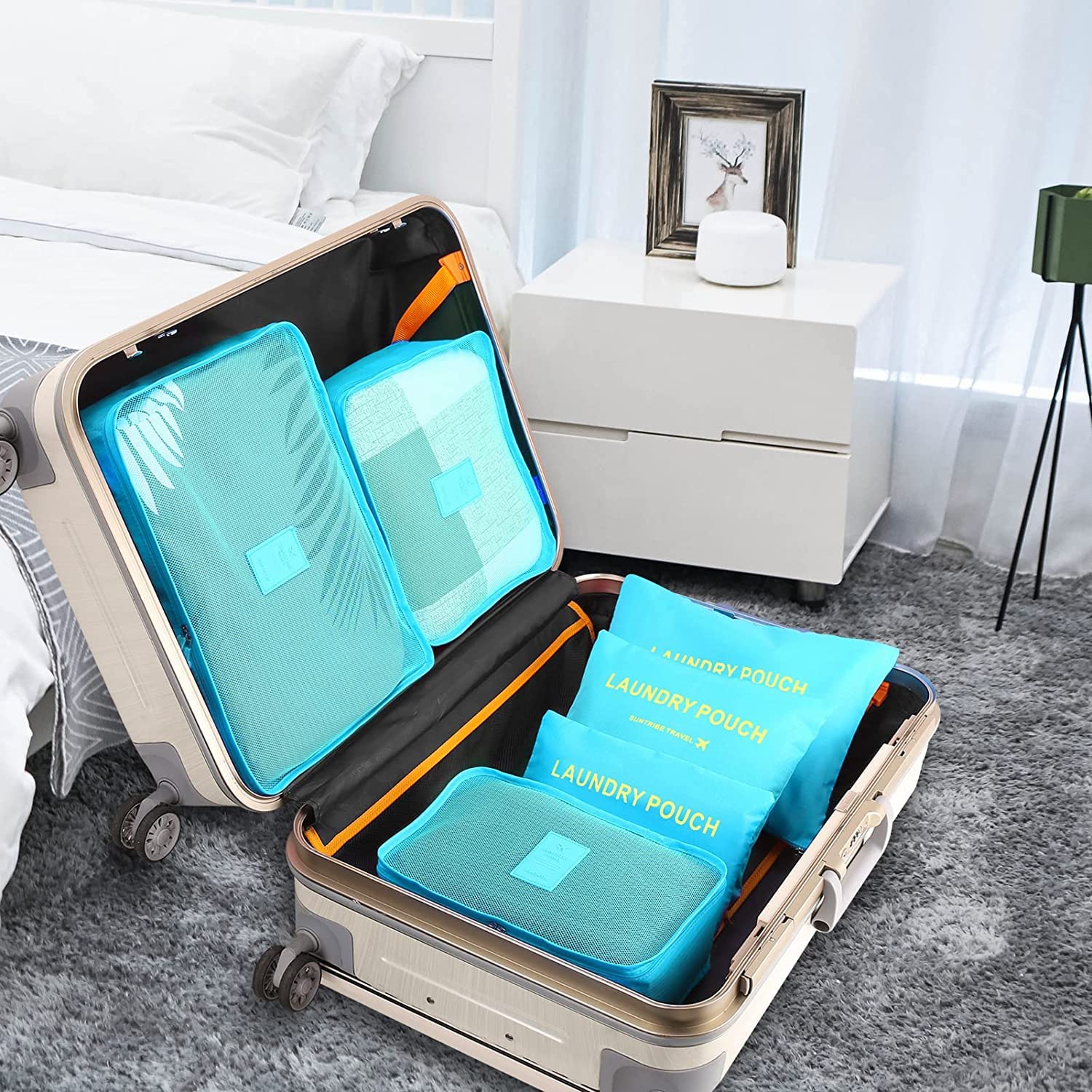 GUMTAPE Travel Organiser Packing Bags,6 PCS Travel Packing Cubes Set for Clothes Travel Luggage Organizers Storage Bags