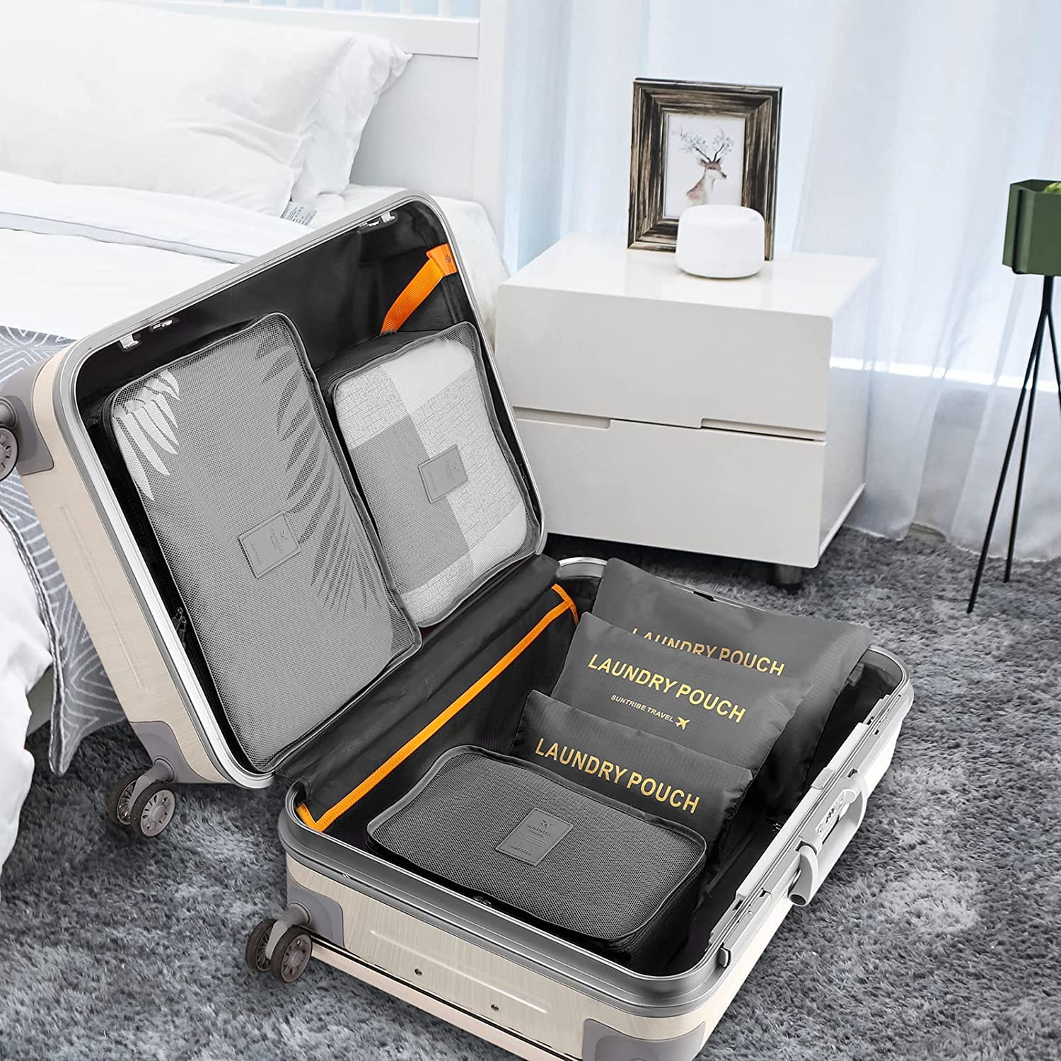 GUMTAPE Travel Organiser Packing Bags,6 PCS Travel Packing Cubes Set for Clothes Travel Luggage Organizers Storage Bags