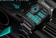 Business steel belt electronic watch double display multi-function sports waterproof watch