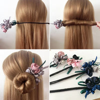 Bun Hair Half Bun Pearl Flower Hair Plate Hair Elastic Korean Styling Headdress Hair Accessories
