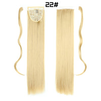European And American Long Straight Hair Velcro Ponytail