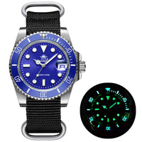 Men's Luminous Waterproof Diving Steel Strap Leather Sports Water Ghost Watch