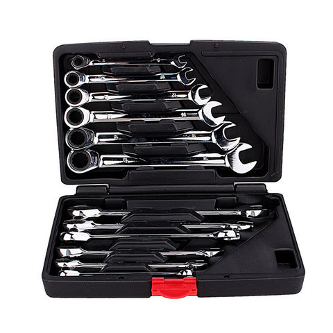 12pcs Fixed Spanners Ratchet Wrench Kit, High-Torque Hand Tool Set For Garage, Workshop & Household Repairs