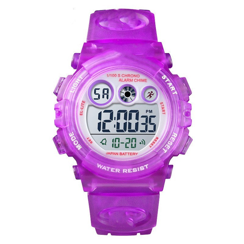 Multifunctional Waterproof Colorful Transparent With Personality Student Electronic Watch
