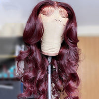 New Hot-selling Front Lace Synthetic Wigs Medium Points Wine Red Long Curly Hair