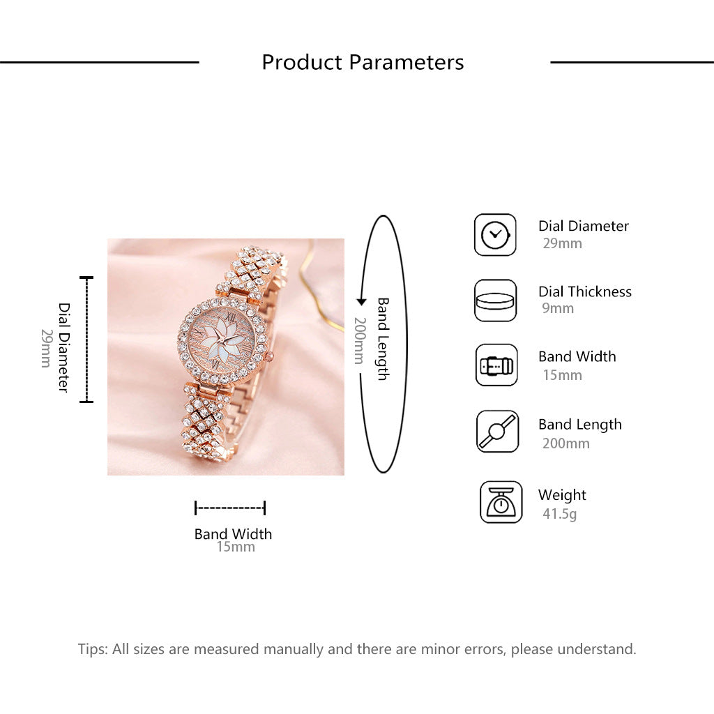 Diamond-embedded Starry Sky Flower Disk Bracelet Watch Women's Suit