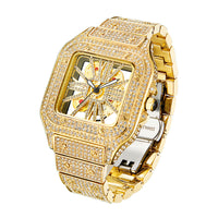 Watch Square Men's Watch Hollowed Out Full Of Diamonds British Watch