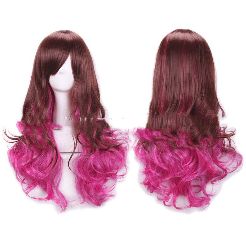 Harajuku Style Colored Female Long Curly Hair Hood