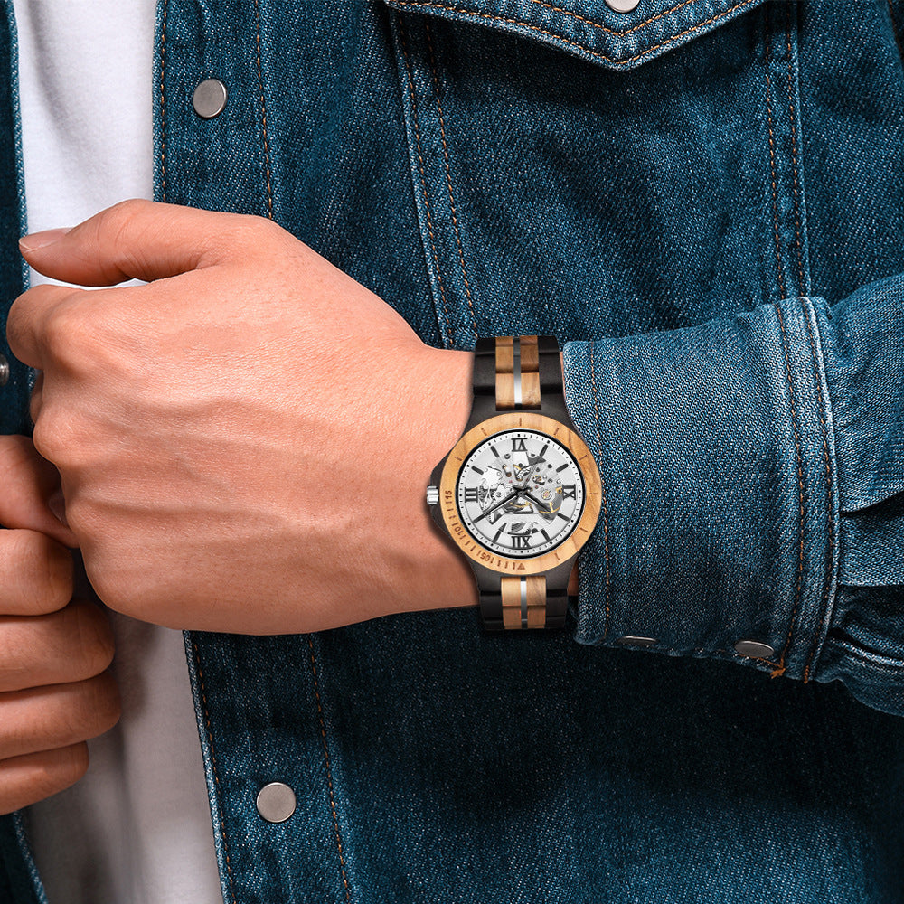 Men's Mechanical Watch Automatic Pure Wood Handmade