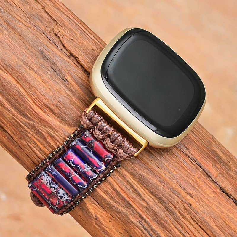 Vintage Strap for Fitbit Versa 2 3 Wristaband Band For Women Adjustable Patchwork Stone Weave Bracelet Accessory