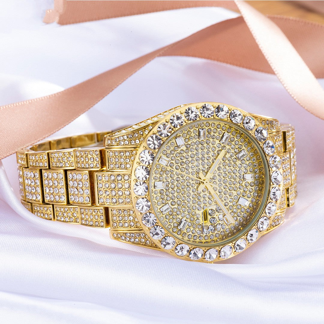 Fashionable Large Dial Full Diamond Watch
