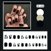 Wearing Black Frosted Shell Fake Nails