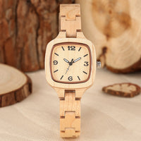 Bamboo Wood Square Gold Digital Face Watch