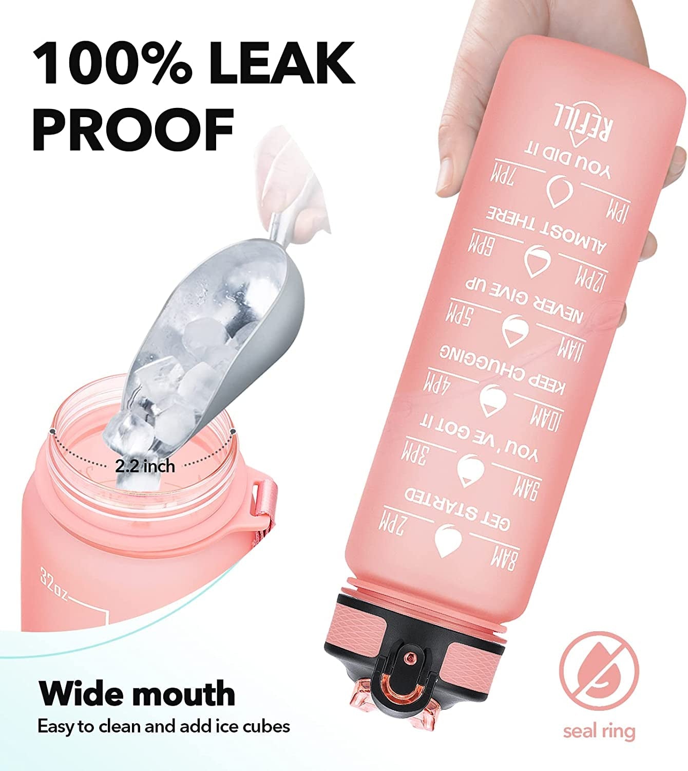 1 Litre Motivational Fitness Sport Water Bottle with Straw & Time Maker, Leak-Proof, Bpa-Free, Tritan, Toxin Free Plastic Drink Bottle Design for Girls, Boy - FoxMart™️ - FoxMart™️