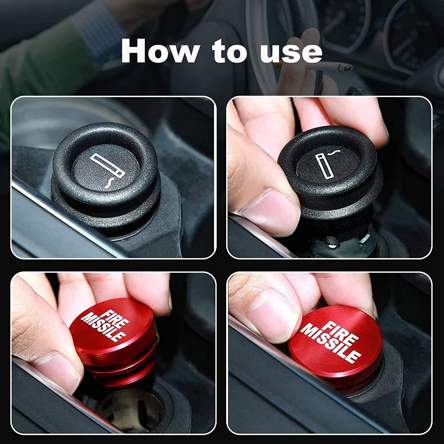 2 Pcs Car Cigarette Lighter Plug Cover Metal Cigarette Lighter Dustproof Plugs Cigarette Lighter Cover Cap Replacement Accessory for Most Automotive Vehicle Accessories (Red) - FoxMart™️ - Xinjieda