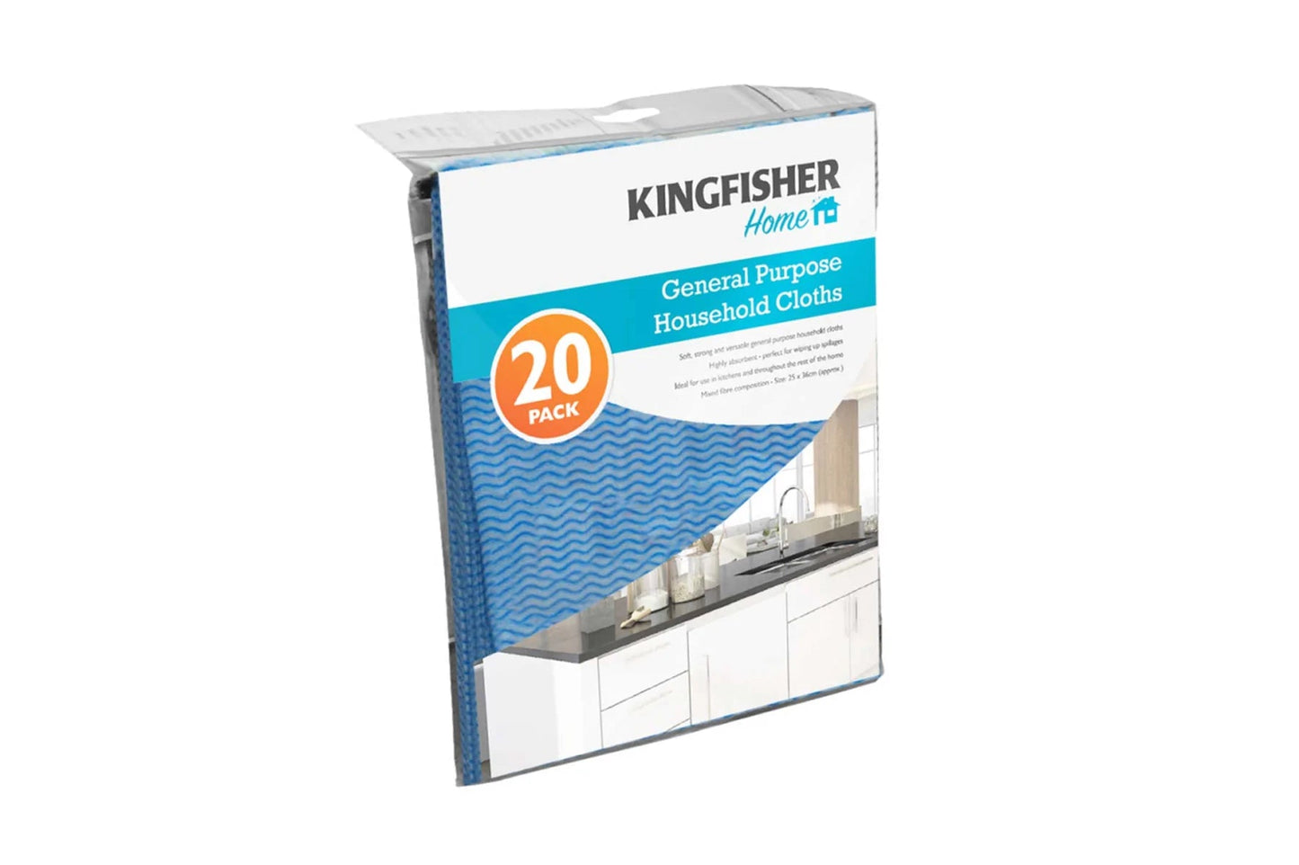 All Purpose Cloths | Disposable Cloths to Clean Surfaces | Blue Cloths | Disposable Cleaning Cloths for Kitchen, Bathroom, Window | Soft, Strong and Versatile, Highly Absorbent (KINGFISHER)Pack of 20 - FoxMart™️ - FoxMart™️