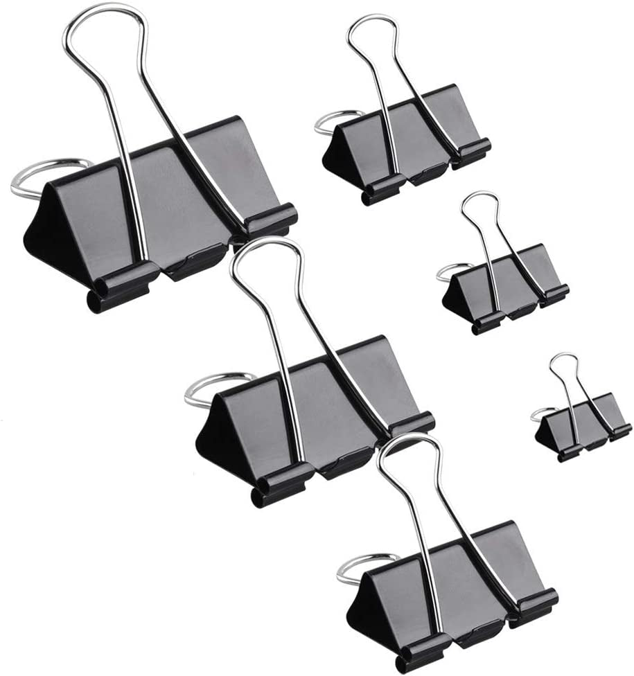 Brand - Eono Black Binder Clips, 100Pcs Assorted Size Foldback Metal  Binder Paper Clamps for Paperwork