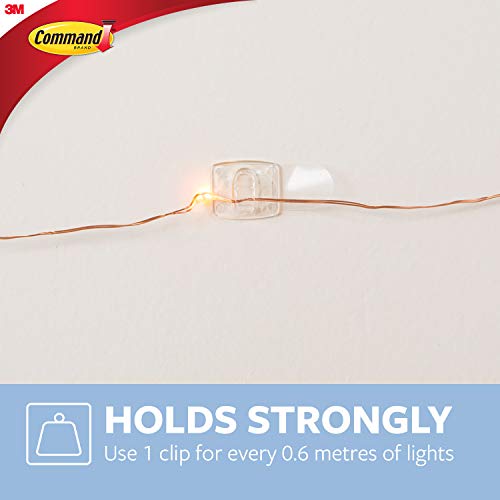 Command 17026CLR Decorating Clips, Pack of 20 Mini Hooks and 24 Small Adhesive Strips, Transparent - Hanging Clips for Decorations and Fairy Lights, Wall Adhesive - Damage Free Hanging - FoxMart™️ - Command