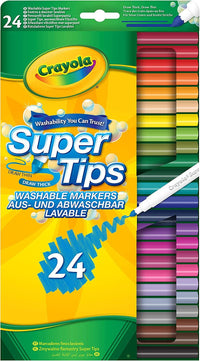 CRAYOLA Supertips Washable Markers - Assorted Colours (Pack of 24) | Premium Felt Tip Pens That Can Easily Wash off Skin & Clothing | Ideal for Kids Aged 3+ - FoxMart™️ - FoxMart™️