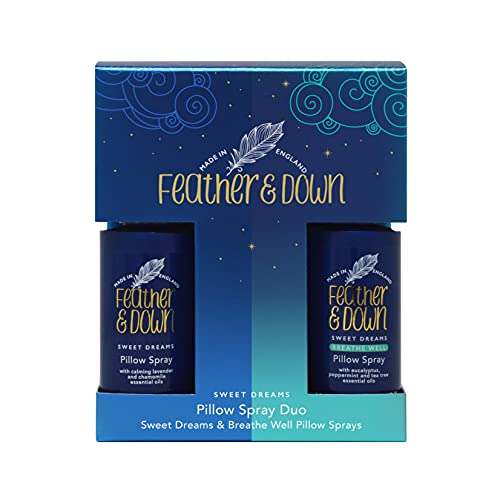 Feather & Down Sweet Dreams Pillow Spray Duo Gift Set (50ml x 2) - Contains Sweet Dreams & Breathe Well Pillow Sprays. Vegan Friendly & Cruelty Free. Made in England. - FoxMart™️ - Feather & Down