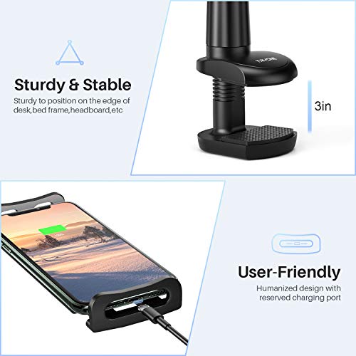 Gooseneck Tablet Holder Stand for Bed: Tryone Adjustable Flexible Arm Tablets Mount Clamp on Table Compatible with iPad Air Mini | Galaxy Tabs | Kindle Fire | Switch or Other 4.7 -10.5" Devices - FoxMart™️ - TRYONE