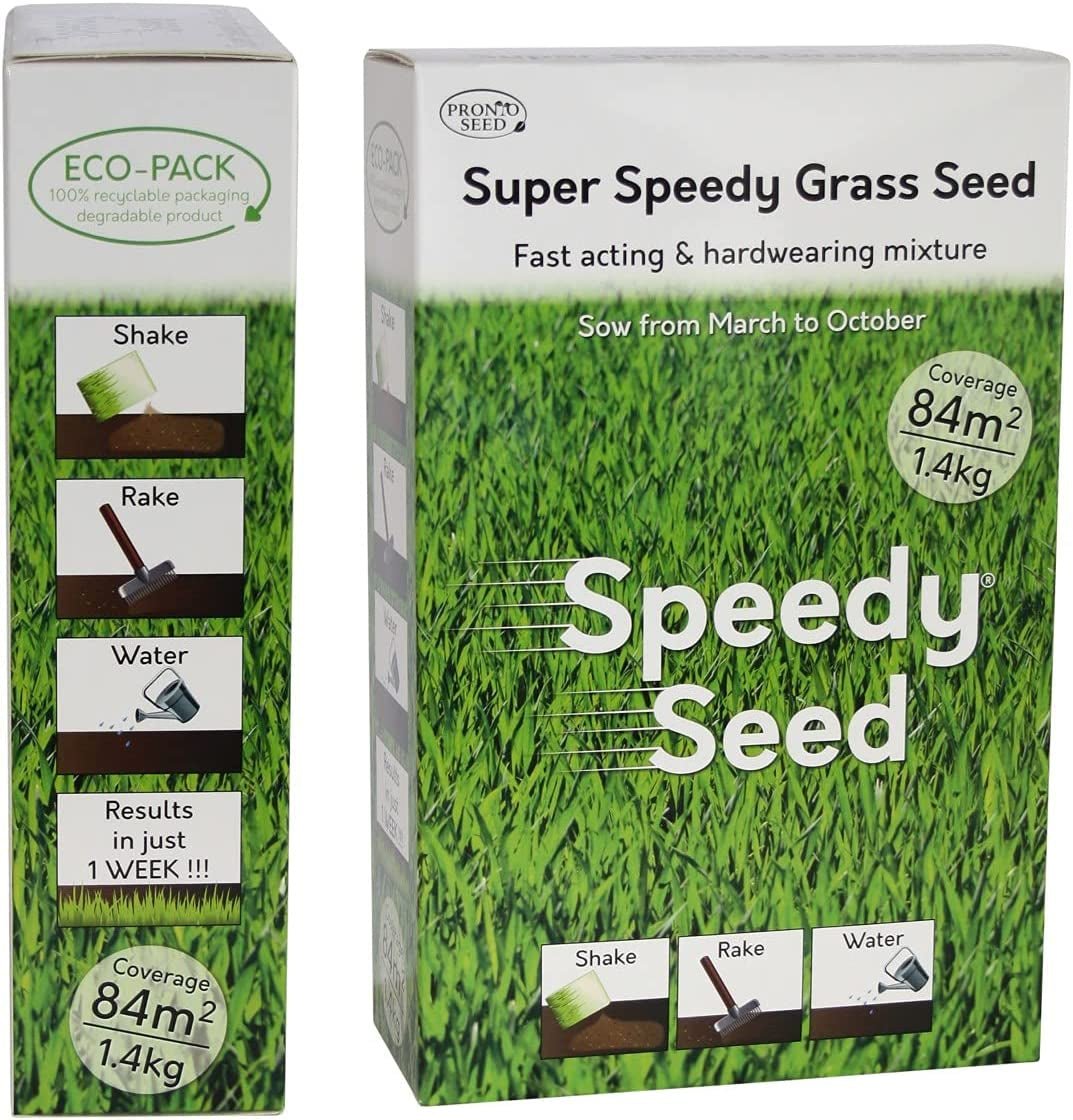 Grass Seed, 1.4KG Premium Quality 84 M2 Coverage for Overseeding, Fast Growing and Hard Wearing Grass Seeds, Tailored to UK Climate, Defra Approved - Pronto Seed - FoxMart™️ - FoxMart™️