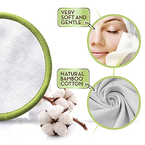 Greenzla Reusable Makeup Remover Pads (20 Pack) With Washable Laundry Bag And Round Box for Storage | Natural Bamboo and Organic Cotton Rounds For All Skin Types - Eco-Friendly Reusable Cotton Pads - FoxMart™️ - GREENZLA