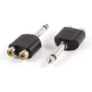 GUMTAPE 6.35mm (1/4 inch) Stereo Male To 2 Dual RCA Female Jack Audio Video Splitter Adapter Connector Socket Plug Converter (Pack Of 2) - FoxMart™️ - GUMTAPE