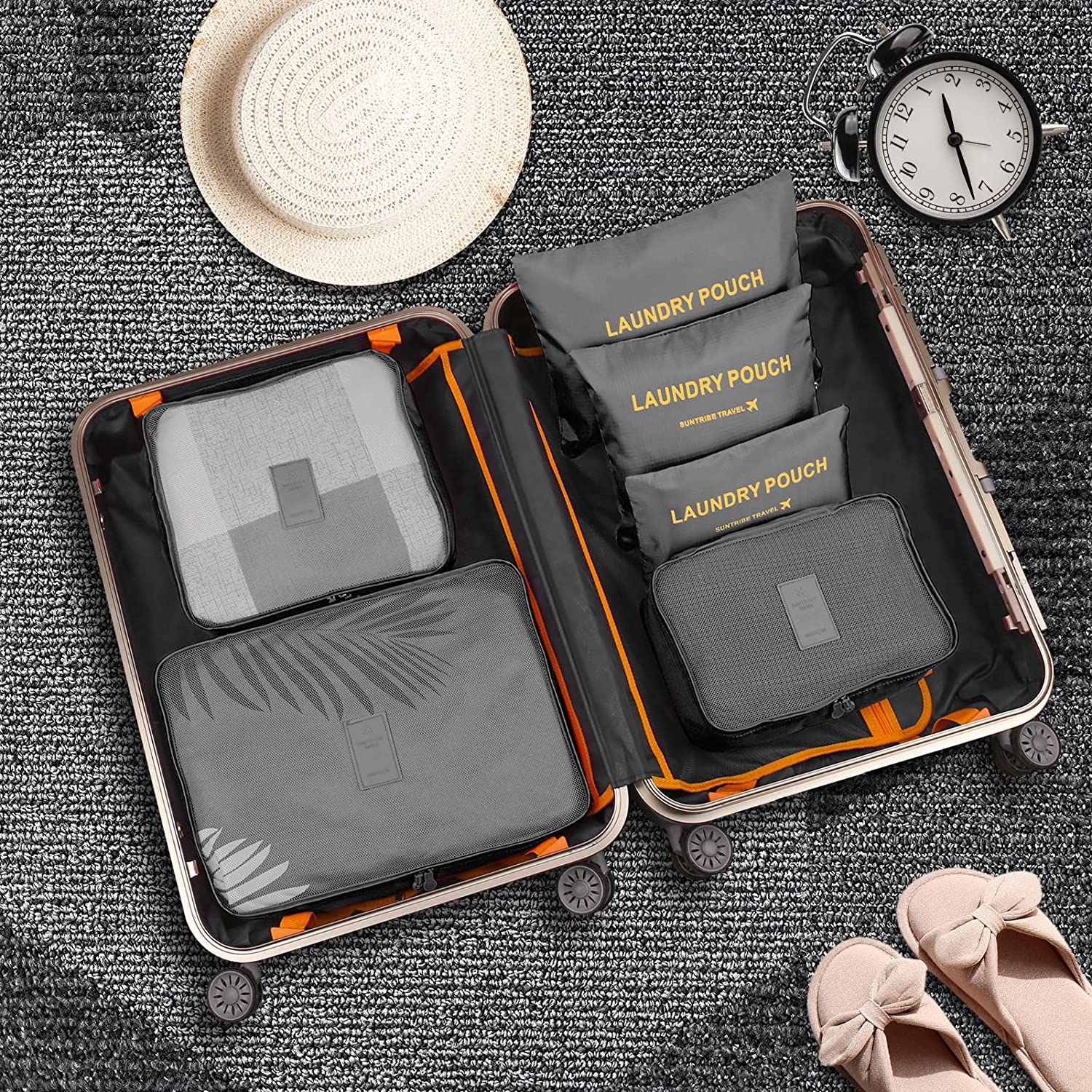GumTape Travel Organiser Packing Bags,6 PCS Travel Packing Cubes Set for Clothes Travel Luggage Organizers Storage Bags - FoxMart™️ - FoxMart™️