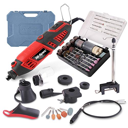 Hi-Spec 134 Piece 160W Rotary Power Tool & Attachments Set with Dremel Compatible Accessory Bits for DIY Repairs, Hobbies & Craftwork. Precision Drilling, Cutting, & Sanding - All in a Carry Case - FoxMart™️ - Hi-Spec