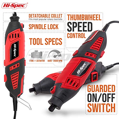 Hi-Spec 134 Piece 160W Rotary Power Tool & Attachments Set with Dremel Compatible Accessory Bits for DIY Repairs, Hobbies & Craftwork. Precision Drilling, Cutting, & Sanding - All in a Carry Case - FoxMart™️ - Hi-Spec