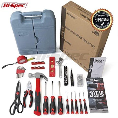Hi-Spec 54pc Home & Office DIY Tool Kit Set. Complete Household Tool Box with Essential Hand Tools Included for Basic General Repairs & Maintenance - FoxMart™️ - Hi-Spec