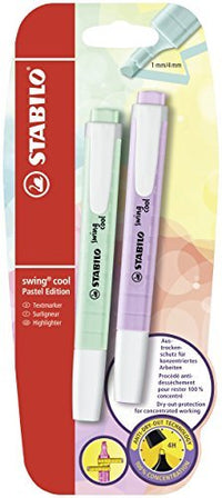 Highlighter - STABILO swing cool Pastel - Pack of 2 - Hint of Mint/Lilac Haze - FoxMart™️ - STABILO