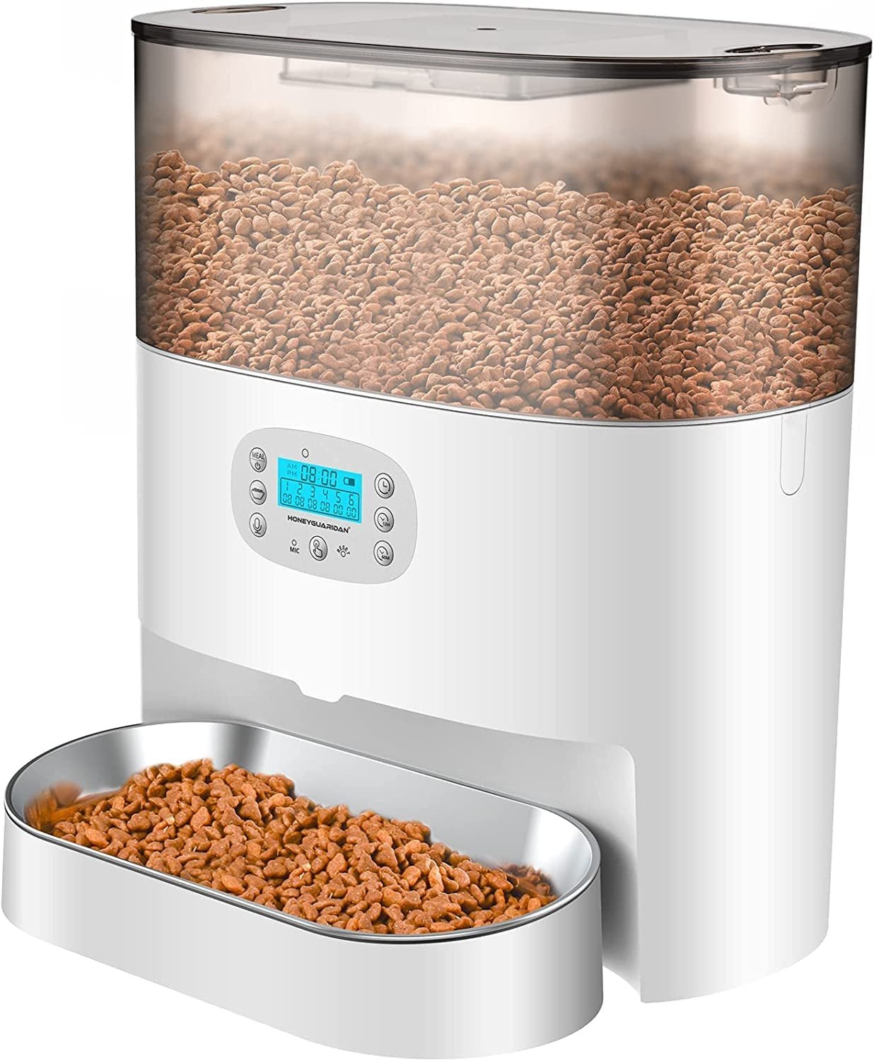 Honeyguaridan Automatic Cat Feeder, Pet Feeder for Cat and Dog with Desiccant Box, 6L Food Dispenser with Timer, 1-24 Portions Control, Voice Recorder, Dual Power Supply - up to 6 Meals a Day - FoxMart™️ - A56