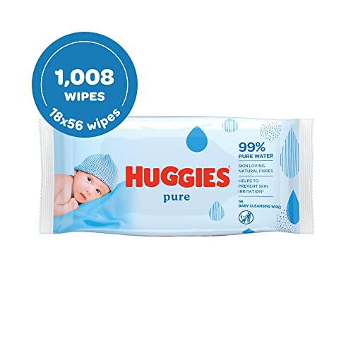 Huggies Pure, Baby Wipes, 18 Packs (1008 Wipes Total) - 99 Percent Pure Water Wipes - Fragrance Free For Gentle Cleaning and Protection - Natural Wet Wipes - FoxMart™️ - Huggies