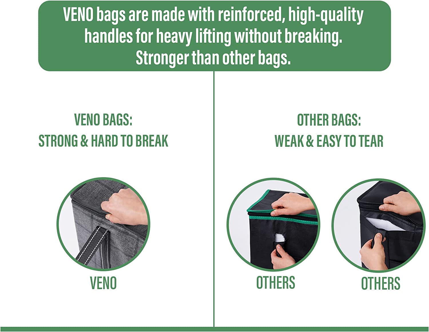 Insulated Reusable Grocery Bag by VENO, Durable, Heavy Duty, Extra Large Size, Stands Upright, Collapsible, Sturdy Zipper, Made by Recycled Material, Eco-Friendly - FoxMart™️ - VENO BAG