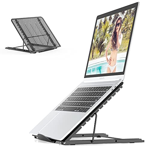 JUMKEET Laptop Stand,Foldable Portable Ventilated Desktop Laptop Holder,Universal Lightweight&Adjustable Ergonomic Tray Mount Compatible with iM(ac)/Laptop/Notebook Computer/Tablet (Black) - FoxMart™️ - Jumkeet