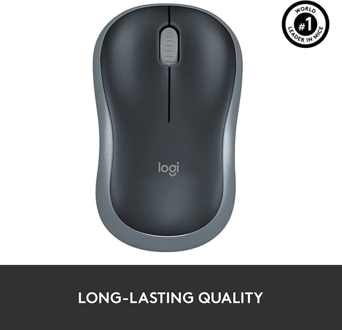M185 Wireless Mouse, 2.4Ghz with USB Mini Receiver, 12-Month Battery Life, 1000 DPI Optical Tracking, Ambidextrous, Compatible with PC, Mac, Laptop - Grey - FoxMart™️ - FoxMart™️