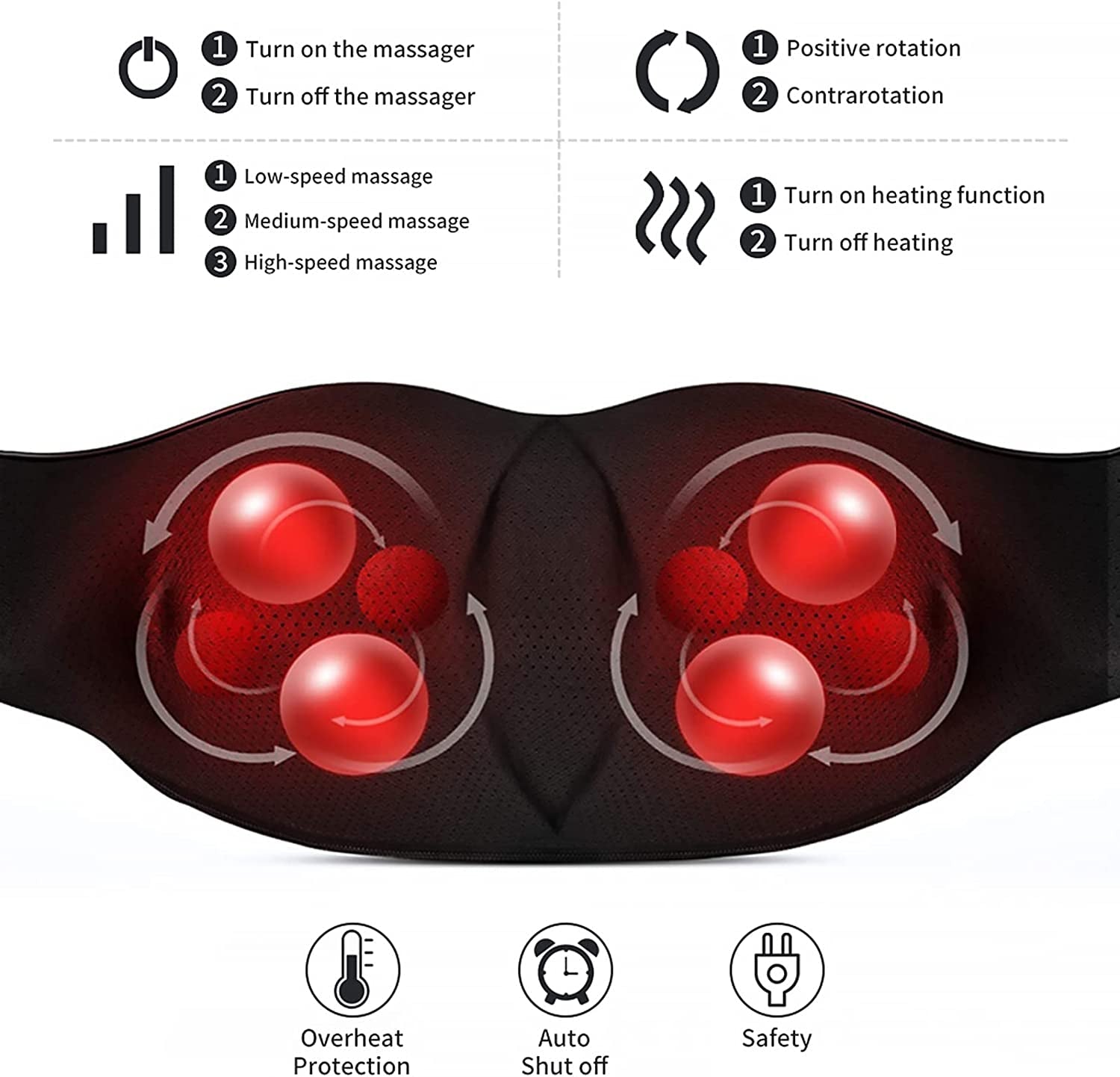 Neck Massager, Deep Tissue 3D Kneading, by , Portable, with Heat, Shiatsu Massager for Neck, Back, Shoulder, Foot and Leg, at Home and Car, Comfort Gifts for Women and Men (Gray) - FoxMart™️ - iKristin