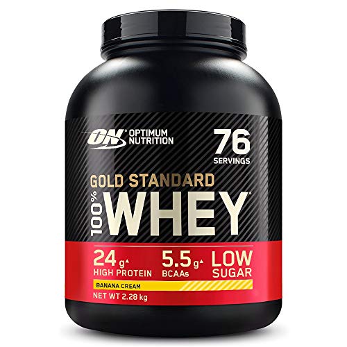 Optimum Nutrition Gold Standard Whey Muscle Building and Recovery Protein Powder With Naturally Occurring Glutamine and Amino Acids, Banana Cream, 76 Servings, 2.28kg, Packaging May Vary - FoxMart™️ - Optimum Nutrition