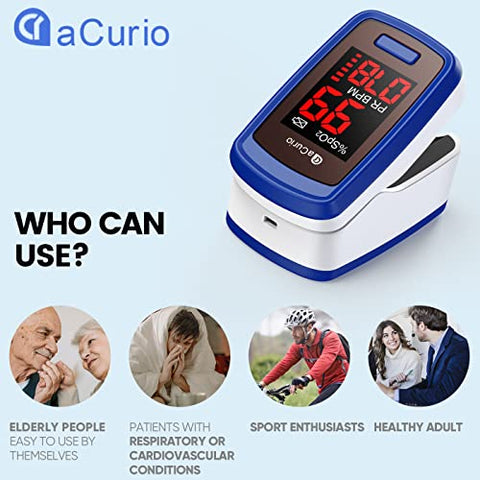 Oxygen Monitor Finger Adults,aCurio Pulse Oximeter,Oxygen Meter,Blood Oxygen Monitor,Pulse-Oximeter Accurate Fast Oxymetre-O2 Sats Probe Oxygen Saturation Monitor Heart Rate Monitor Large Red Screen - FoxMart™️ - aCurio