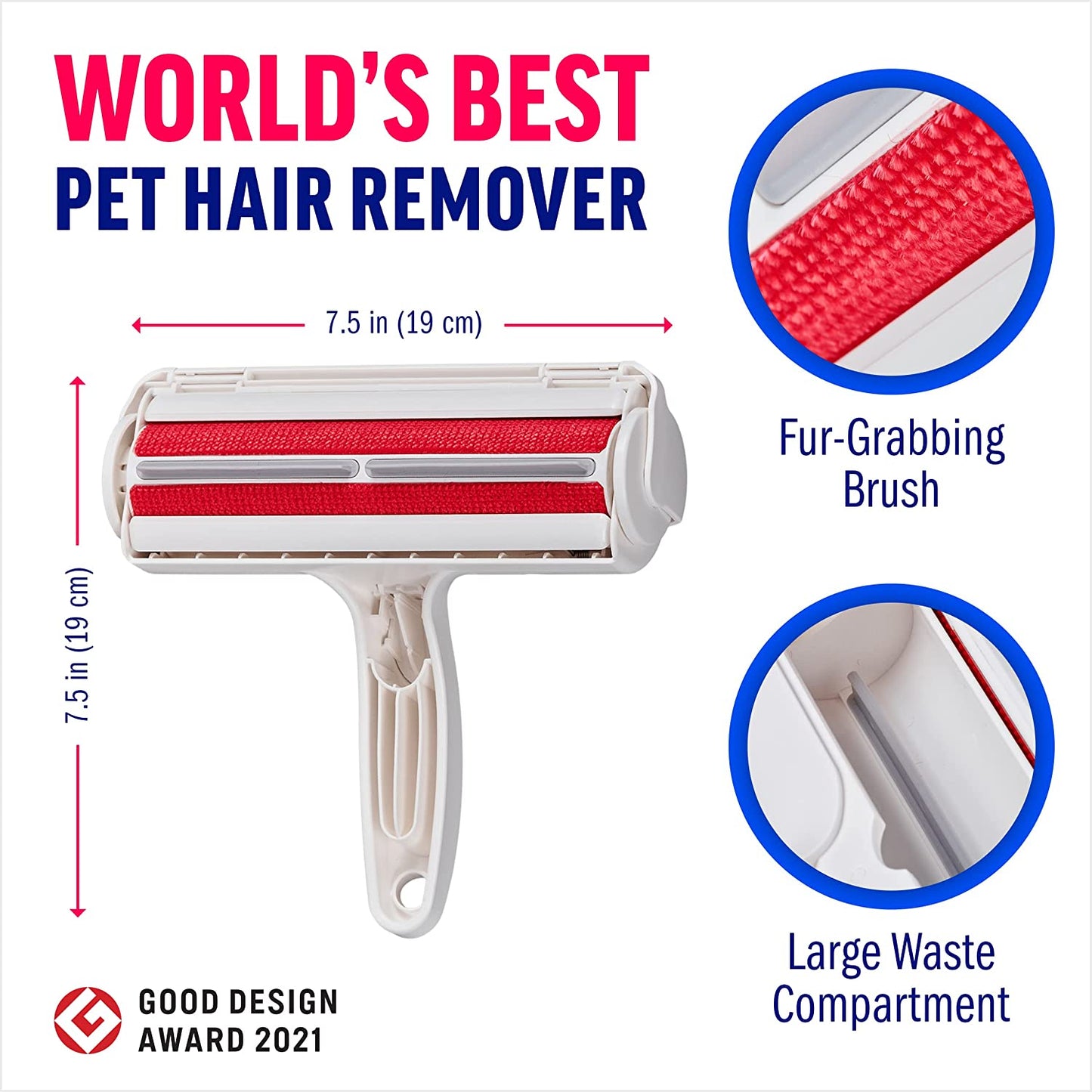 Pet Hair Remover Roller - Reusable, Portable Cat and Dog Hair Remover and Scraper - Carpet Brush Hair Removal Tool - Animal Fur Lint Remover for Carpet, Clothes, Furniture, Car and Bedding - FoxMart™️ - ChomChom