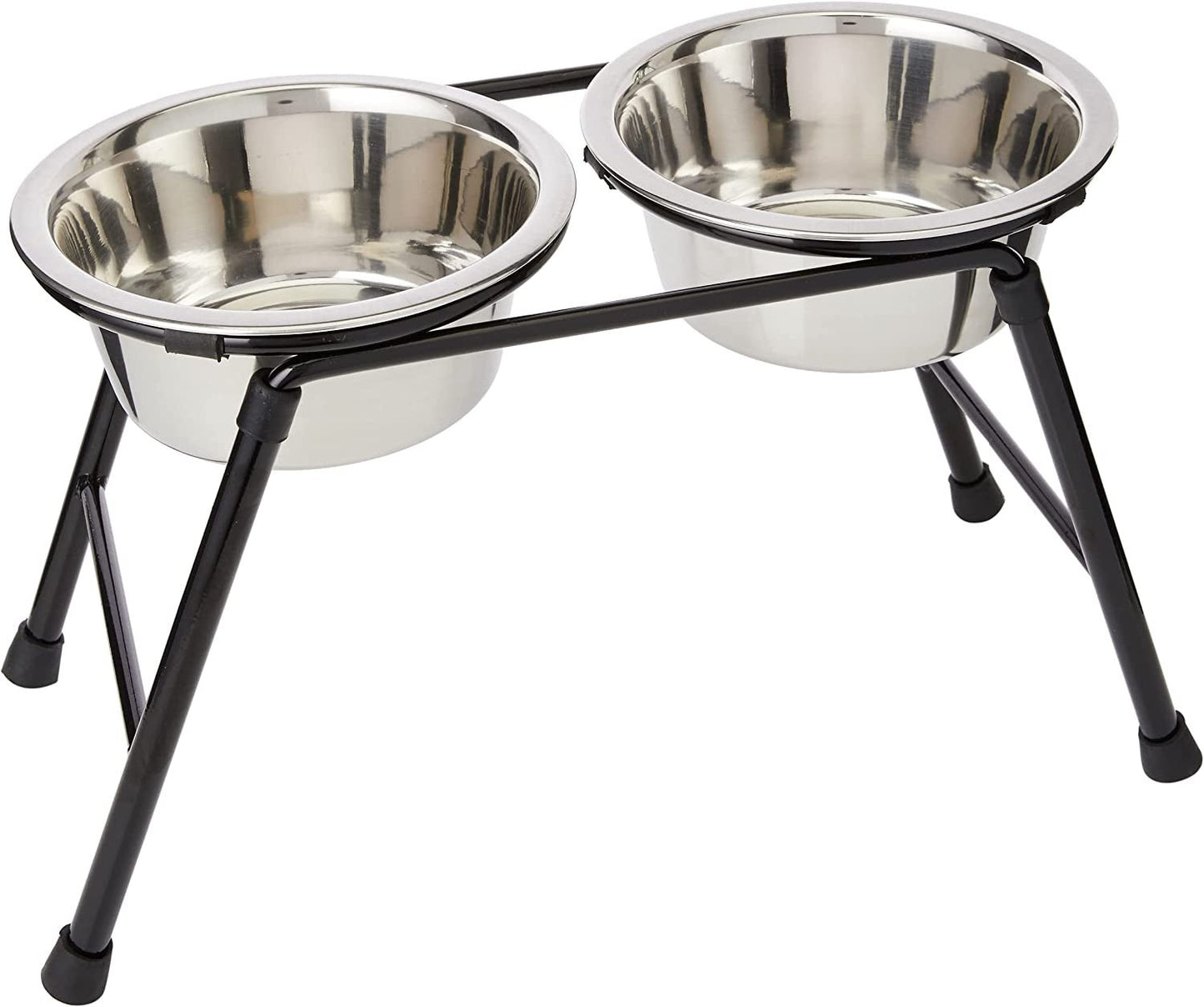Pet Products Double Feeder High Stand with 2 X 900 Ml Stainless Steel Dishes, 220 Mm Tall, Clear - FoxMart™️ - CLASSIC