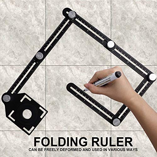 RZJZGZ Multi-Angle Measuring Ruler, Angle Template Tool, Aluminum Alloy Metal Angle Finder Tool，Layout Tools Woodworking Ruler, Magic Angle, Carpenter Ruler Universal Opening Locator (Six Sides) - FoxMart™️ - RZJZGZ
