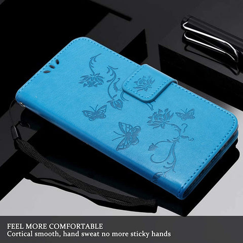 Samsung A12 Case, Samsung Galaxy A12 Case for Women Men Card Slots Magnetic Closure Kickstand Full Protection Premium Leather Flip Wallet Phone Case Cover (Blue) - FoxMart™️ - FCHUI