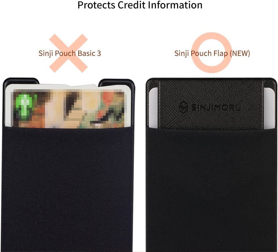 Sinjimoru Credit Card Holder, Ultra-Slim Stick on Wallet Iphone & Android Smartphone Card Case, Business Card Holder, Credit Card Wallet, Card Case and Money Clip, Sinji Pouch Flap, Black - FoxMart™️ - FoxMart™️