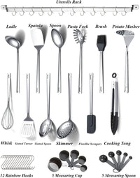 Stainless Steel Cooking Utensils Set, 37 Pieces Kitchen Utensils Set,Kitchen Gadgets Cookware Set,Kitchen Tool Set with Utensil Holder Non-Stick and Heat Resistant.Dishwasher Safe - FoxMart™️ - FoxMart™️