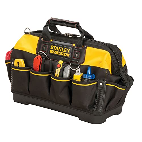 STANLEY FATMAX Technician Tool Bag, Heavy Duty 600 Denier and Leather, Multifunctional Tool Storage Organiser, 18 Inch, 1-93-950 - FoxMart™️ - Stanley