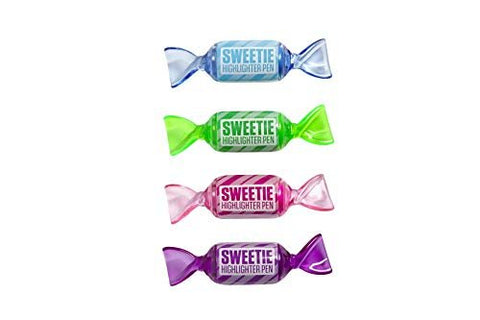 Tinc Sweetie Scented Highlighter Pens for Kids | For use at School & Homework - 4 Different Funky Colours with a Sweet Scent | Zip Loc Carry Case - Pack of 4 - FoxMart™️ - Tinc