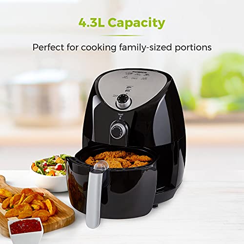 Tower T17021 Family Size Air Fryer with Rapid Air Circulation, 60-Minute Timer, 4.3 Litre, 1500W, Black - FoxMart™️ - Tower
